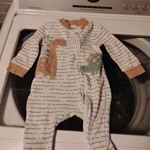 Dinosaur Print Kids One Piece - Cream and Tan